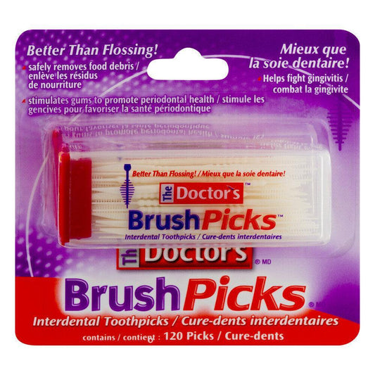 The Doctor's BrushPicks Interdental Toothpicks, 120 Count - Plaque & Food Remover