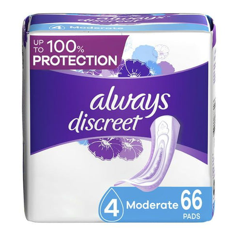 Always Discreet Incontinence Pads for Women; Moderate 66 Count EasyOptionXY LLC