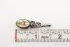 Antique Hand Painted Flower Faux Bone Sterling Silver Pendant