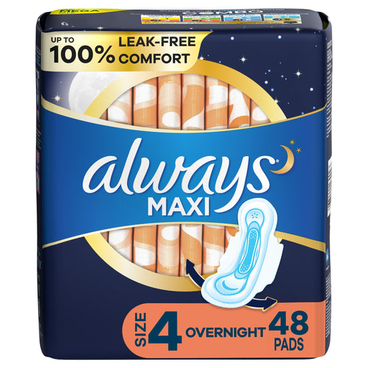 Always Maxi Overnight Pads with Wings; Size 4 Unscented 48 Ct EasyOptionXY LLC