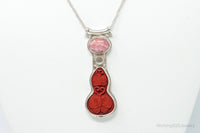 Designer SAJEN Cinnabar Rhodocrosite White Moonstone Sterling Silver Necklace