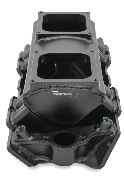 Fabricated Intake Manifold BBC Single Plane 2 x 4500 Black with Sniper Logo