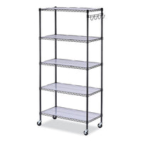 Alera® 5-Shelf Wire Shelving Kit with Casters & Shelf Liners