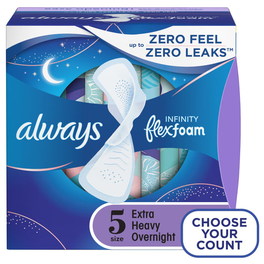 Always Infinity Overnight Pads Winged Unscented; Size 5 22 Ct EasyOptionXY LLC