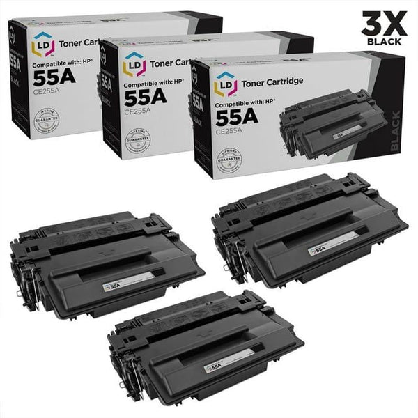 LD Compatible Replacement for HP 55A CE255A Black Toner Cartridge 3-Pack for 500 MFP M525dn, 500 MFP M525f, flow MFP M525c, M521dn MFP, MFP M521dw, P3010, P3015, P3015d, P3015dn, P3015n, P3015x EasyOptionXY LLC