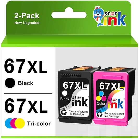 67XL 67 Ink Cartridges for HP Printer Ink 67 XL 67XL for DeskJet 2700 2700e 2755e 2755 4155e 4155 Envy 6055e 6455e 6400 6055 6075 Envy Pro 6452 6458 6475 (Black, Tri-Color) EasyOptionXY LLC