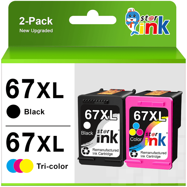 67XL 67 Ink Cartridges for HP Printer Ink 67 XL 67XL for DeskJet 2700 2700e 2755e 2755 4155e 4155 Envy 6055e 6455e 6400 6055 6075 Envy Pro 6452 6458 6475 (Black, Tri-Color) EasyOptionXY LLC