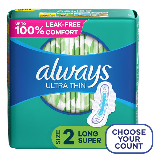 Always Ultra Thin Pads Unscented with Wings Long Absorbency; Size 2 58 Ct EasyOptionXY LLC
