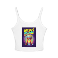 Will Work for Shots Womens Spaghetti Strap Tank Top