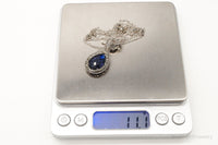 Designer Judith Jack Blue Stone Marcasite Sterling Silver Necklace