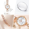 Women's Gold Pearl Bracelet Watch Quartz Date Elegant