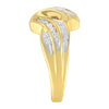 10K Yellow Gold 3/4 Cttw Channel Set Round and Baguette-cut Diamond Double Shank Bypass Ring (J-K Color, I1-I2 Clarity) - Size 6.75