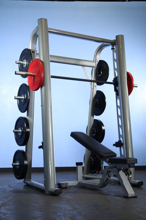Smith Machine(85", 93") - Muscle D Fitness - Commercial Grade Smith Machine Plate Storage Black Silver