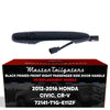 Exterior Door Handle Black Primed Replacement for Honda Civic Hybrid (2012-2015), CR-V (2012-2016) OE Part # 72141-T1G-E11ZF | Front Right Passenger Side w/o Keyhole