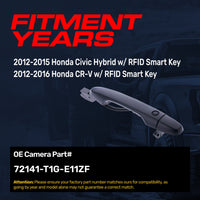 Exterior Door Handle Black Primed Replacement for Honda Civic Hybrid (2012-2015), CR-V (2012-2016) OE Part # 72141-T1G-E11ZF | Front Right Passenger Side w/o Keyhole