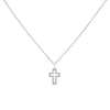 .925 Sterling Silver 1/10 cttw Pave-Set Round-Cut Diamond Open Cross 18" Pendant Necklace (I-J Color, I1-2 Clarity)