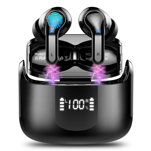 Wireless Earbud Bluetooth Headphones 5.3 NEW 40H Ear Buds Bass Stereo Earphones Noise Cancelling Earbud with 4 ENC Mic in-Ear Bluetooth Earbud USB-C LED Display IP7 Waterproof Sport for Android iOS