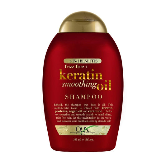 OGX Frizz-Free & Keratin Smoothing 5 In 1 Oil Shampoo, 13 Oz