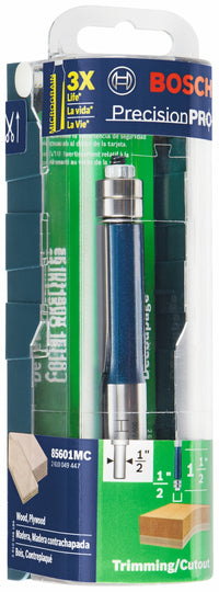 BOSCH 85601MC 1/2 In. x 1-1/2 In. Carbide-Tipped Double-Flute Template Trim Router Bit