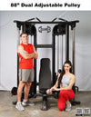 Muscle D Fitness Dual Adjustable Pulley | 88" Commercial Cable Machine