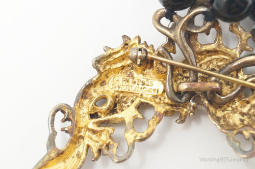 1987 Franklin Mint Year Of The Dragon Gold Vermeil Sterling Silver Pin Necklace