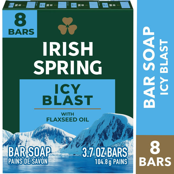 Irish Spring Icy Blast Bar Soap for Men, Mens Bar Soap, 8 Pack, 3.7 Oz Soap Bars EasyOptionXY LLC