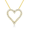 14K Yellow Gold Plated .925 Sterling Silver 2.00 Cttw Shared Prong-Set Round Brilliant-Cut Diamond Open Heart 18" Pendant Necklace (K-L Color, I2-I3 Clarity)