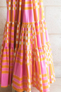 Girls Charming Color Block Tie Shoulder Dress Elegant & Playful Summer Style