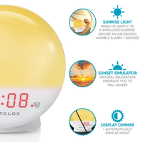 Westclox 5" White Electric Sunrise Simulator Alarm Clock with Digital LED Display and Dimmable Nightlight EasyOptionXY LLC