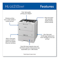 Brother HL-L6210DWT Business Monochrome Laser Printer with Dual Paper Trays