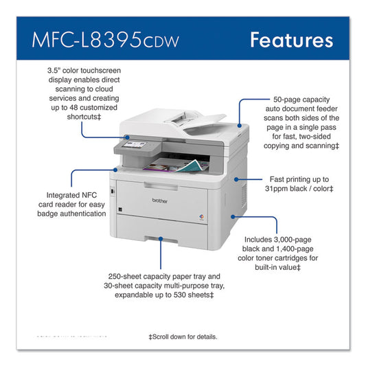 Brother Workhorse MFC-L8395CDW Digital Color All-in-One Printer