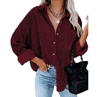 Corduroy Country Chic Shirt – Stylish Single-Breasted Cowgirl Shirt