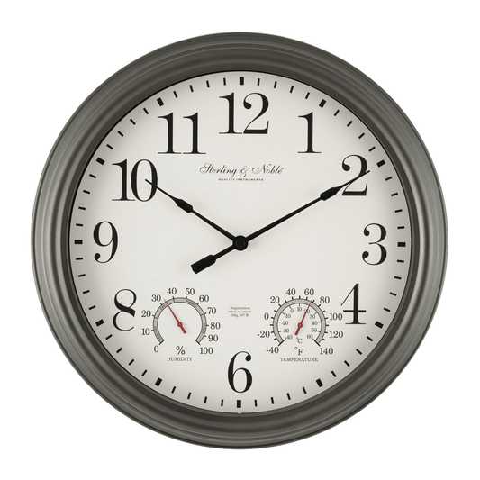 Better Homes & Gardens 15.5" Indoor/Outdoor Gray Gunmetal Finish Arabic Round Analog Wall Clock EasyOptionXY LLC