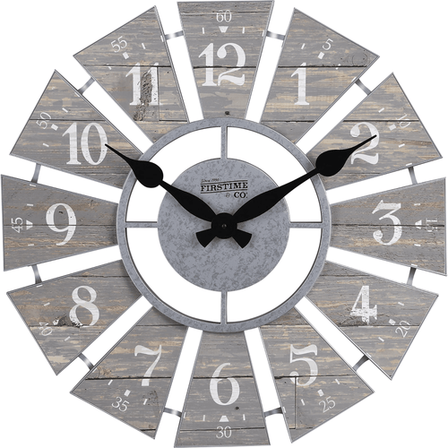 FirsTime & Co. Gray Numeral Windmill Wall Clock, Farmhouse, Analog, 24 x 2 x 24 in EasyOptionXY LLC