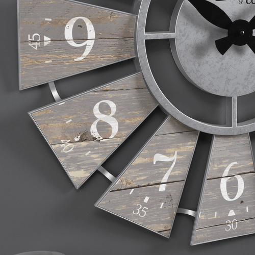 FirsTime & Co. Gray Numeral Windmill Wall Clock, Farmhouse, Analog, 24 x 2 x 24 in EasyOptionXY LLC