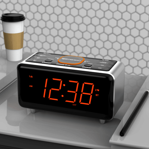Emerson Radio SmartSet Alarm Clock Radio with Bluetooth Speaker - CKS1521, Orange LED Display EasyOptionXY LLC