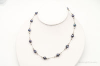 Vintage Tahitian Pearl & Glass Bead Sterling Silver String Necklace