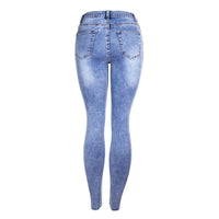 Essential Ripped Skinny Jeans – Stretch Slim Fit, Stone Wash Blue Denim, Street Style