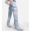 Women's Ultra-High Heel Denim Pointed Toe Catwalk Knee Boots