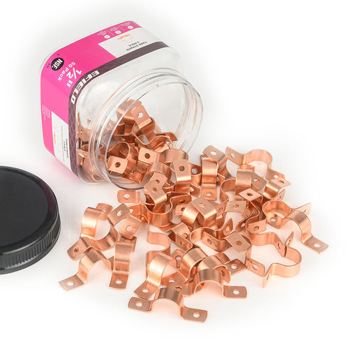 Pro 50 Pack 1/2" Copper Pipe Straps, Two Hole Plumbingsell