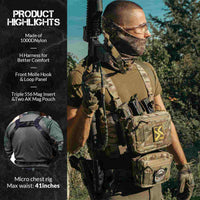 Votagoo Tactical Chest Rig，Molle Modular Micro Fight Chest Rigs Adjustable&Detachable with 5.56/7.62 Magazine Pouch