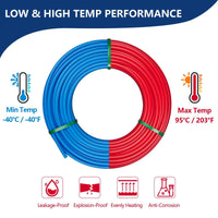1/2" 2 x100ft, 200ft PEX-B Tubing (Blue & Red), 1/2" Barb Crimp Brass Fittings (30 PCS), Cinch Clamps (100 PCS) Plumbingsell