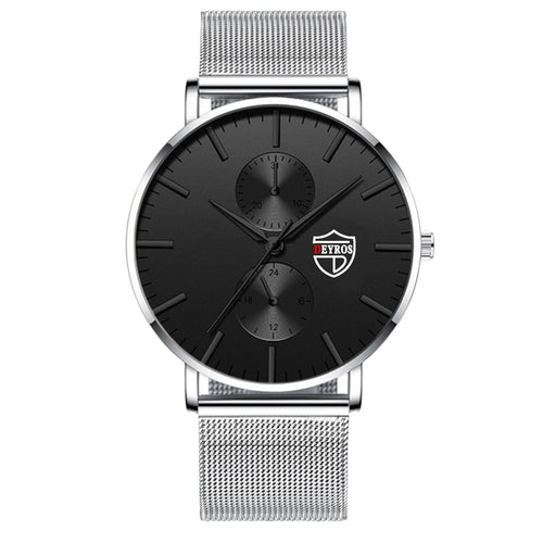 Black 3Bar Watch Men Women'S Watches Ladies Watch With Crystals  Fashion Stainless Steel Band Comfortable Wristwatch