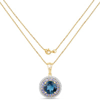 "5.10 Carat Genuine London Blue Topaz, Tanzanite and White Topaz .925 Sterling Silver Pendant