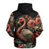 Flamingo Black Elegant Floral Hoodie