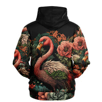 Flamingo Black Elegant Floral Hoodie