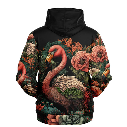Flamingo Black Elegant Floral Hoodie
