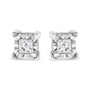 .925 Sterling Silver 1/2 Cttw Miracle Set Princess-cut Diamond Solitaire Stud Earrings (I-J Color, SI1-SI2 Clarity)