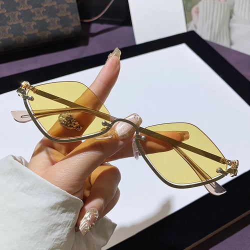 Cat Eye Sunglasses with Gold Metal Frame