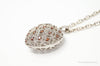 Designer Orange Cubic Zirconia Sterling Silver Heart Necklace